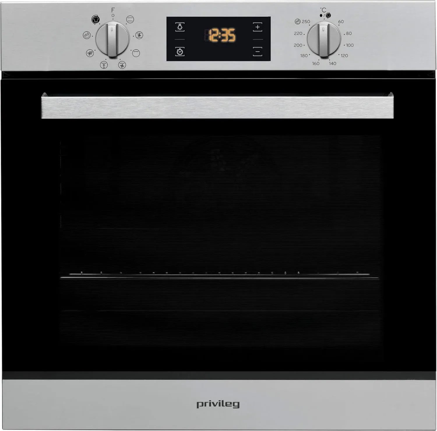Privileg Einbau-Backofen 71L A, Hydrolyse, Umluft, Edelstahl, 7 Funktionen, Click&Clean