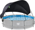 EXIT Toys Runder Pool mit Sonnensegel und Filterpumpe - Ø360x76cm - UV-Schutz und Stabiler Rahmen - Einfache Handhabung - Modernes Graues Design