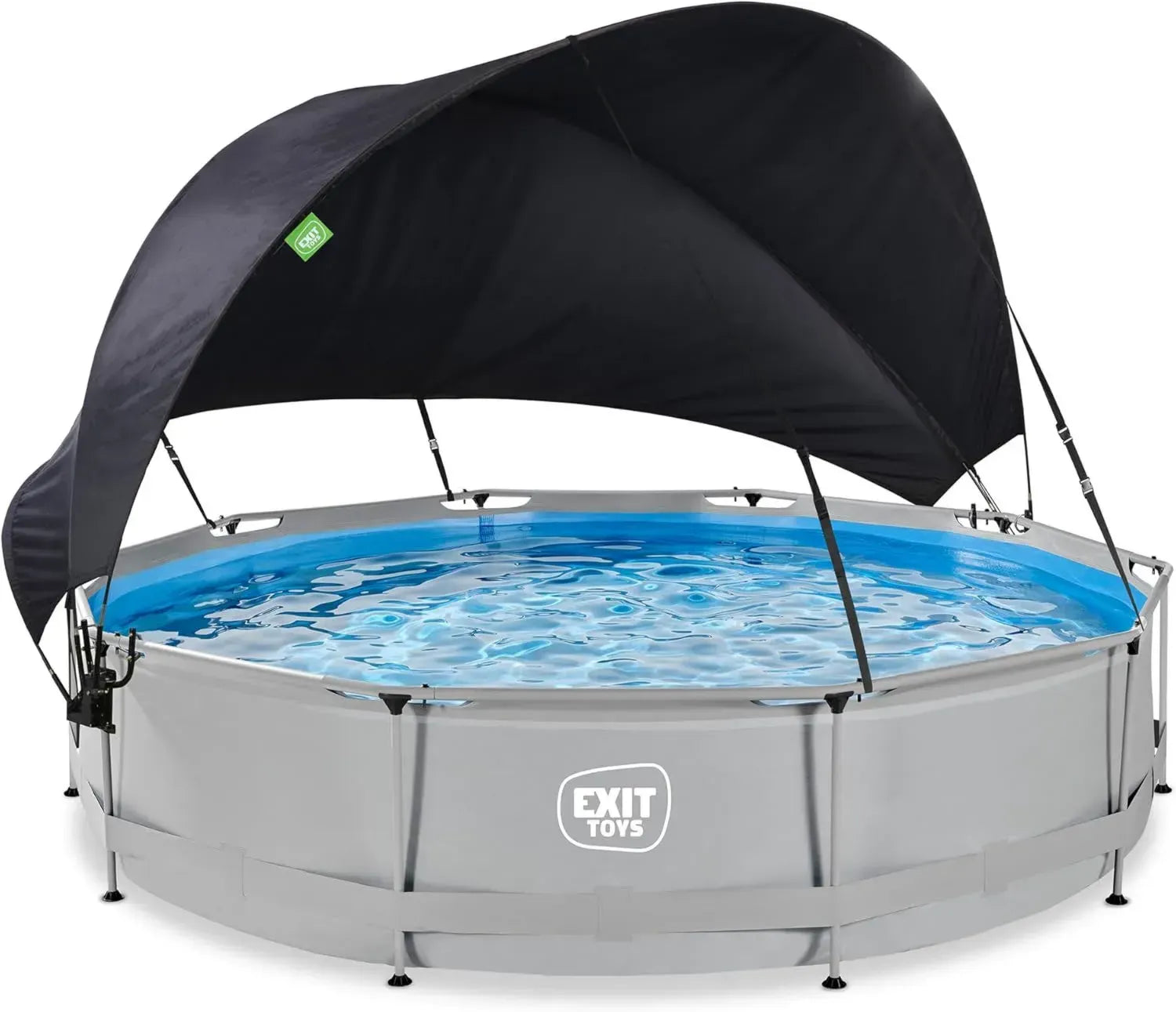 EXIT Toys Runder Pool mit Sonnensegel und Filterpumpe - Ø360x76cm - UV-Schutz und Stabiler Rahmen - Einfache Handhabung - Modernes Graues Design