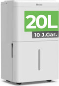 Elektrischer Luftentfeuchter 20L für große Räume, leiser Betrieb 39dB, ideal für Keller bis 150m³/50m², mit Timer, Filter und 1m Ablaufschlauch, 10 Jahre Garantie