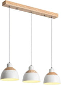 Industrielle Hängelampe aus Holz und Metall, 3-flammig, höhenverstellbar, geeignet für Esstisch, Küche und Büro, E27 Sockel