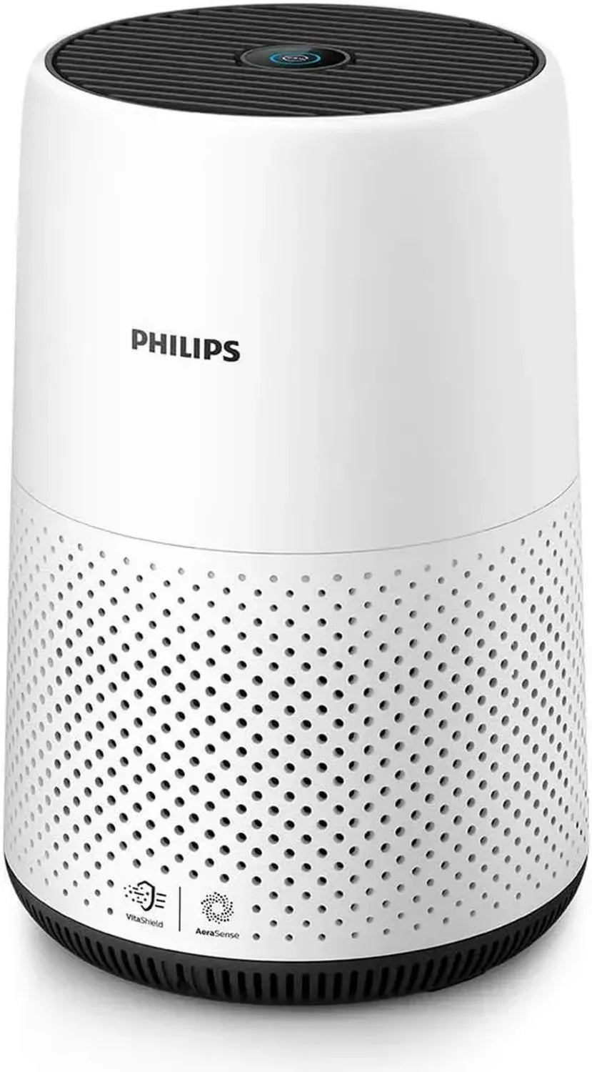 Philips 800er Serie Luftreiniger mit Echtzeit-Luftqualitätsanzeige, antiallergen, Geruchs- und Gasreduktion, HEPA-Filter, Weiß/Schwarz