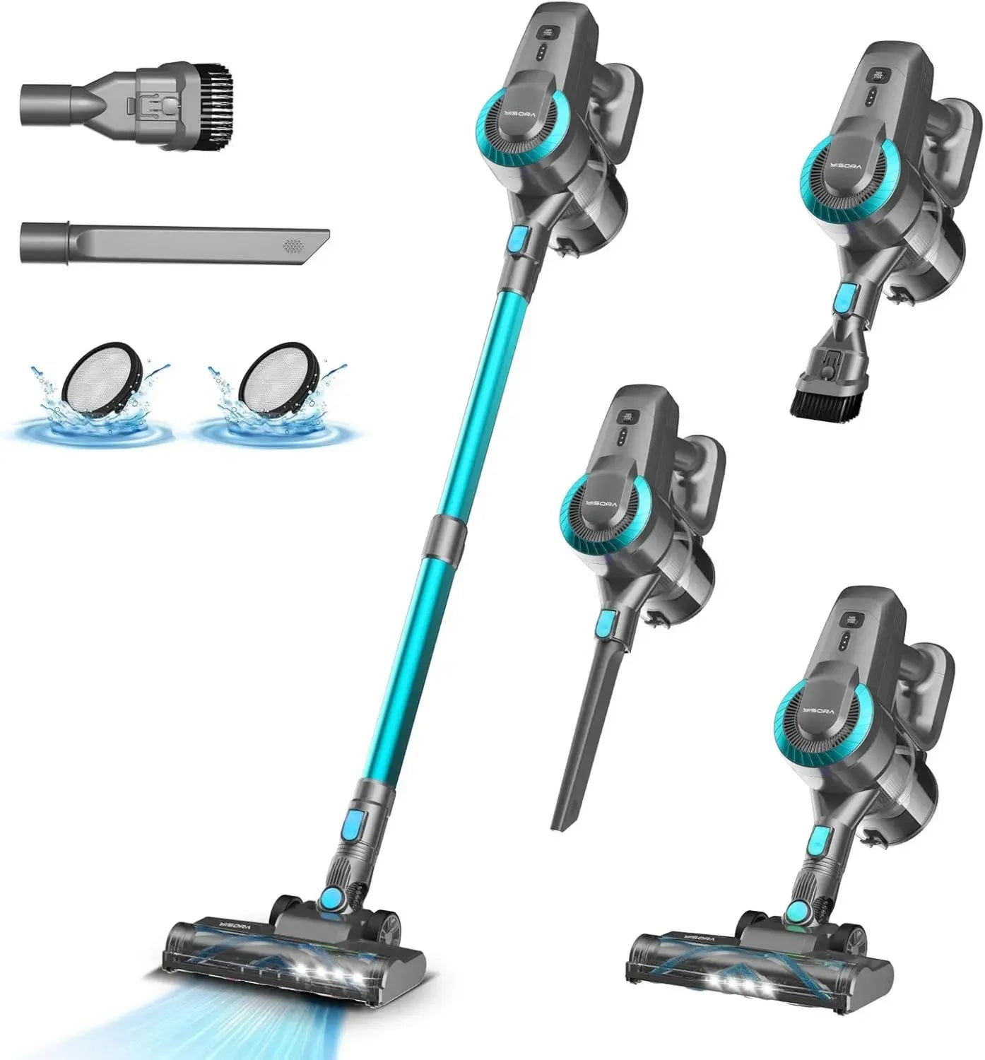 Kabelloser Akku-Staubsauger, 25000Pa Saugkraft, 175W Motor, 50 Min Laufzeit, Anti-Tangle-Bürste, Selbststehend, Leicht, Ideal für Teppiche, Hartböden und Tierhaare