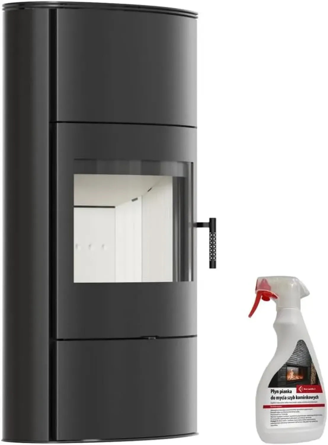 Effizienter Kratki Kaminofen Rollo 8 kW, Schwarz, BImSchV Stufe 2, Raumluftunabhängig, EEK A+