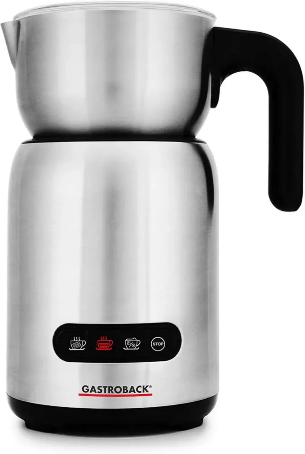 GASTROBACK Induktions-Milchaufschäumer 650 Watt, 1L Milchschaum & Heiße Schokolade, Elektrisch, Schwarz/Silber