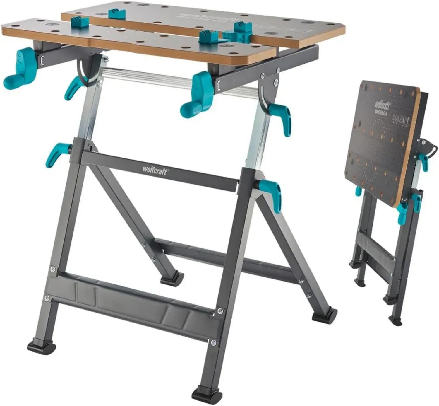 wolfcraft Arbeitstisch Master 650 Ergo - Höhenverstellung - Inklusive Spannvorrichtungen - Tragkraft 120 kg