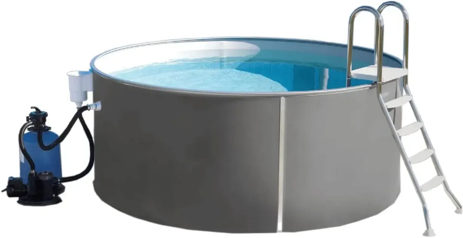 BWT Stahlwand-Pool Set 3,5 m mit robuster Filteranlage und Edelstahltreppe