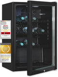 Exquisit Glastürkühlschrank, 118L, Schwarz, mit Schloss und Umluft