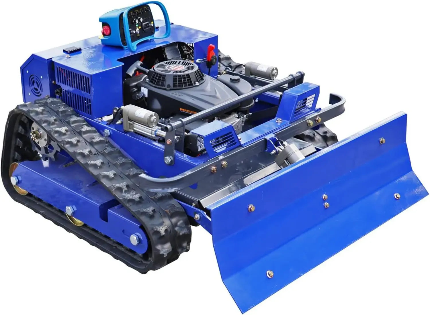 Hybrid Rasenmäher Roboter 4x4 mit Fernsteuerung und Schneepflug – Benzin/Elektro – 55cm Schnittbreite für 45° Steigungen