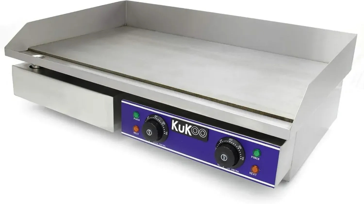 Professionelle Elektro-Grillplatte aus Edelstahl für Gastronomie mit Temperaturregler und Fettauffangbehälter