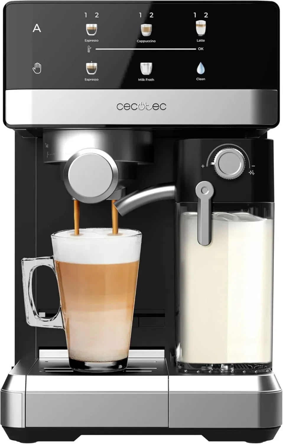 Halbautomatische Cecotec Espressomaschine mit Milchtank, 1350 W, 20 Bar