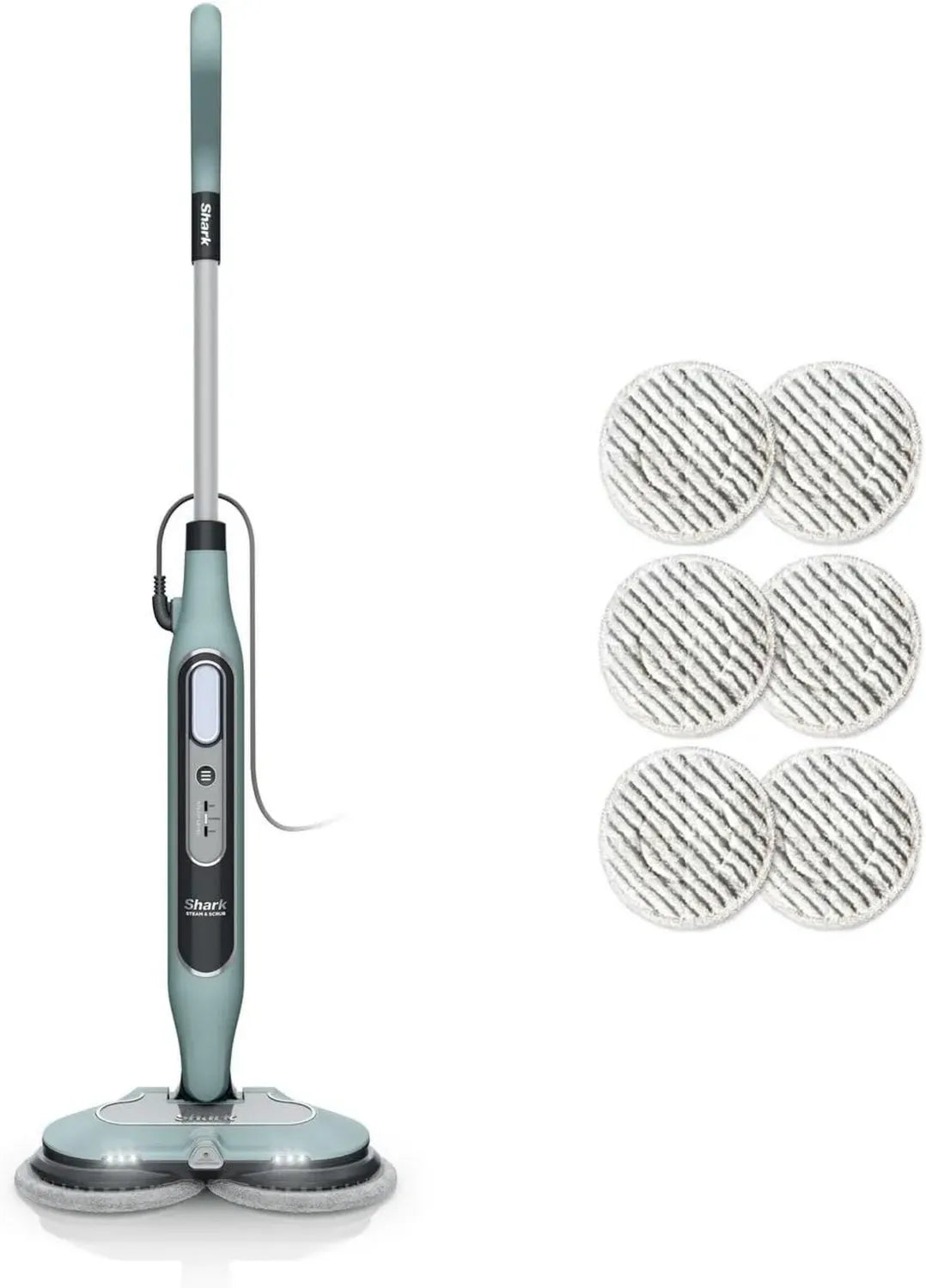 Shark Dampfmop mit automatischem Steam Blaster, 6 Pads, 3 Dampfeinstellungen für versiegelte Hartböden, 8m Kabel, Salbeigrün
