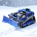 Hybrider 4x4-RC-Rasenmäher für Hänge bis 45°, 54 cm Schnittbreite, Benzin-Elektro, für 0,75 Acres, inklusive Schneepflug