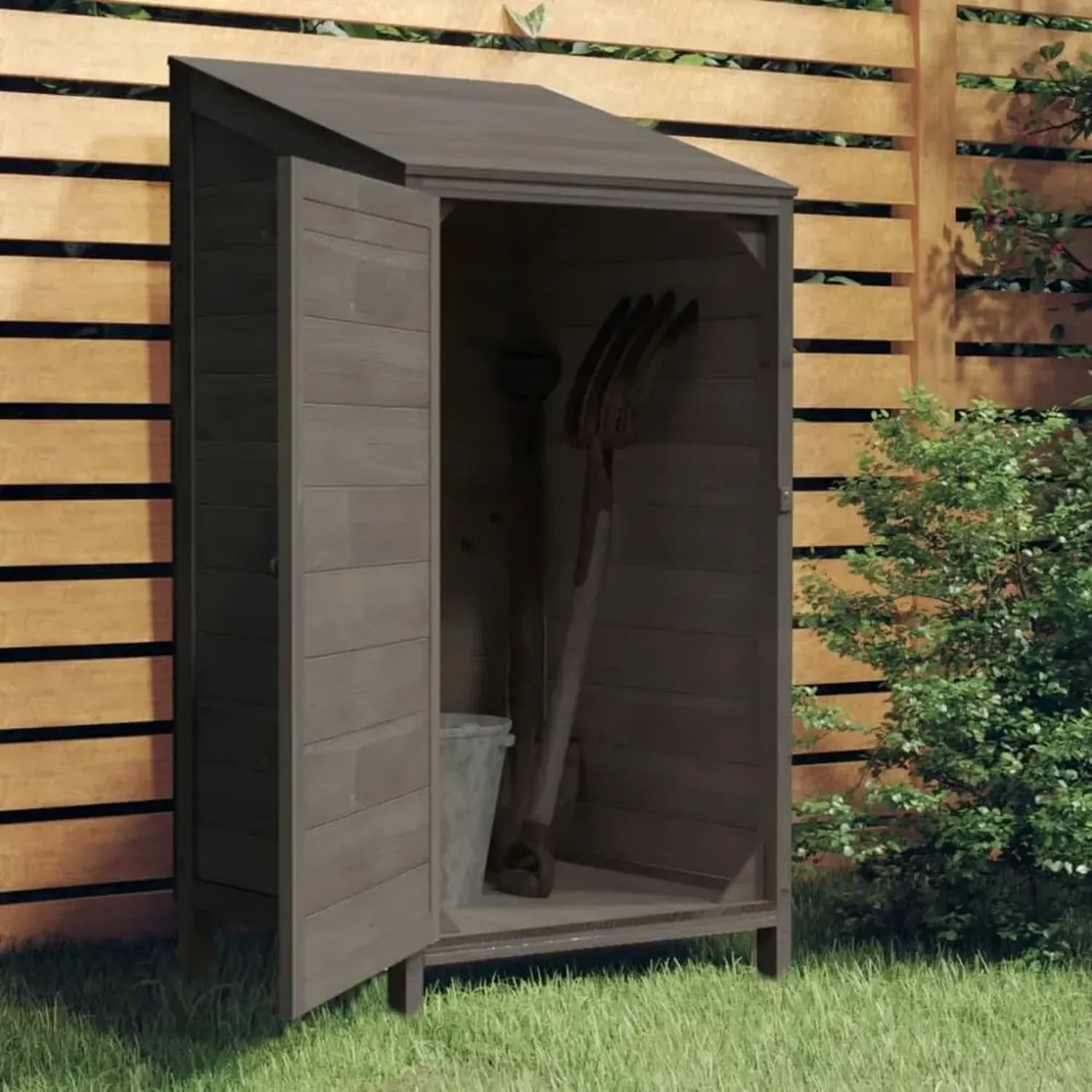 Wetterfester Gartenschrank aus Tannenholz, 55x52x112 cm, Anthrazit