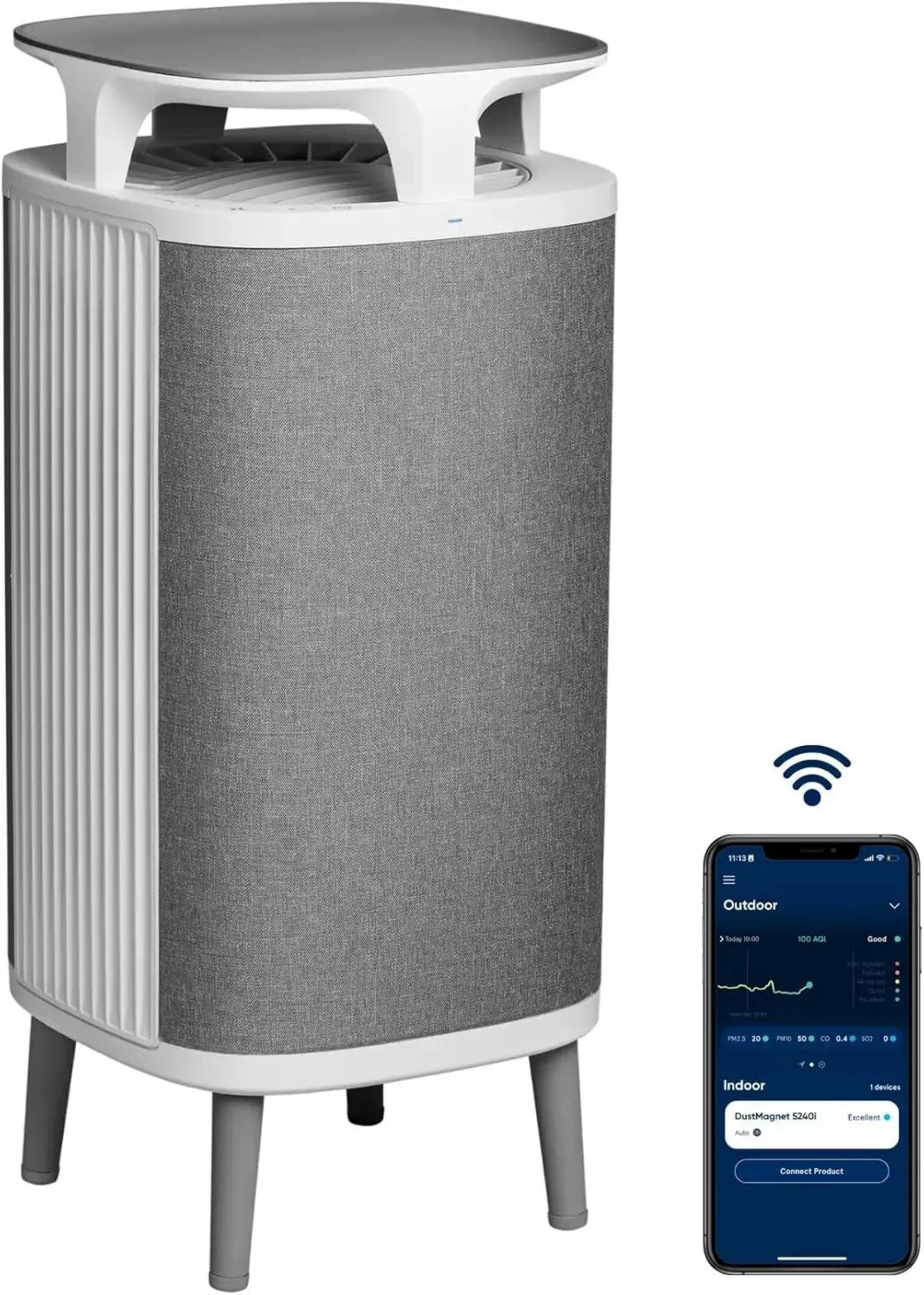 Hocheffizienter BLUEAIR Luftreiniger für Räume bis 48 m², ideal gegen Staub, Tierhaare und Gerüche, HEPASilent Technologie, Modell DustMagnet 5240i