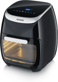 SEVERIN Heißluftfritteuse 11L, Ölfreier Fryer mit Zubehör, 8 Programme, 2000W, Schwarz/Silber