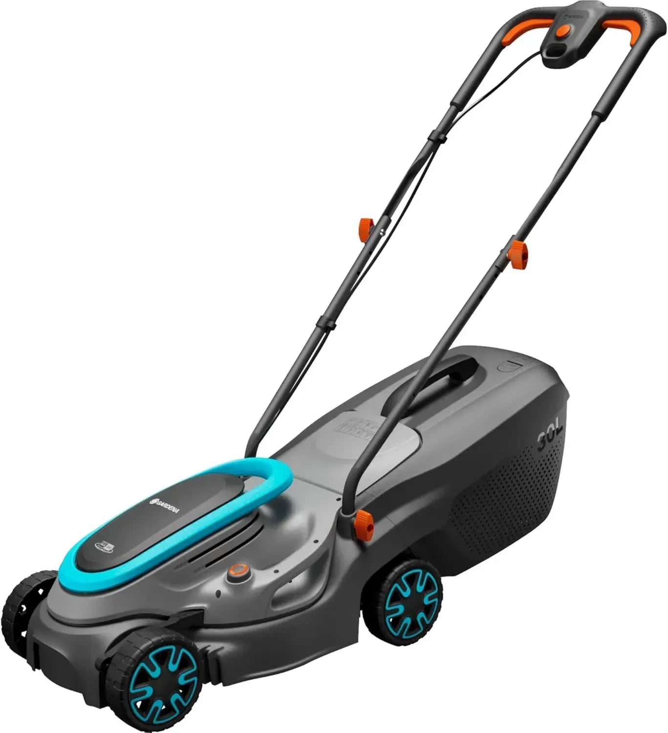 Gardena Akku-Rasenmäher PowerMax 32/18V P4A Set: Ideal für Rasenflächen bis 200 m², 32 cm Schnittbreite, 30 l Fangkorb, zentrale Höhenverstellung, Eco-Modus Motor