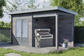 Finnhaus Wolff WPC Gartenhaus Belana 4419 - Robustes Gerätehaus aus Holz-Kunststoff in Grau, 28 mm Wandstärke mit Schleppdach