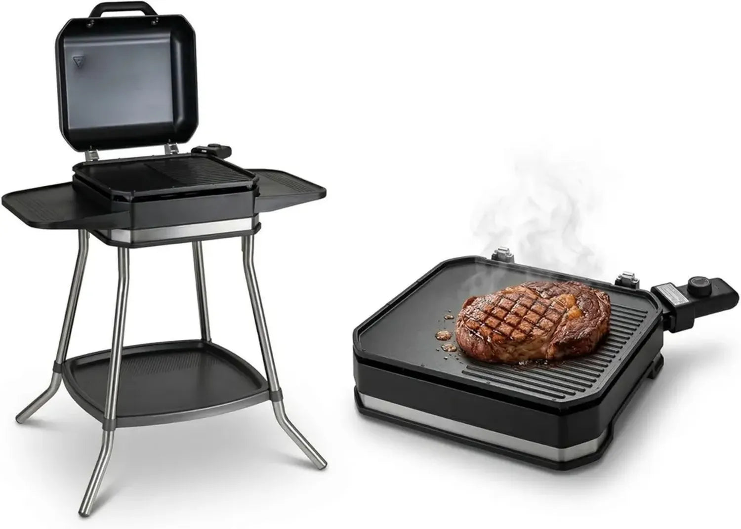 Unold Elektrogrill Jimmy, 2800W, bis 300°C, abnehmbare Antihaft-Grillplatte, IPX4 Schutz, für Innen und Außen