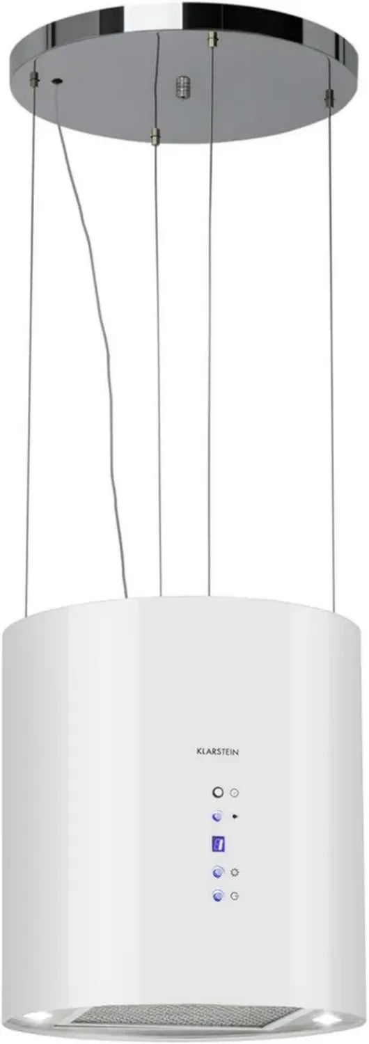 Klarstein Insel-Dunstabzugshaube, leise Umluft-Design, 558 m³/h Leistung, Timerfunktion, 3 Betriebsmodi, mit Aktivkohlefilter