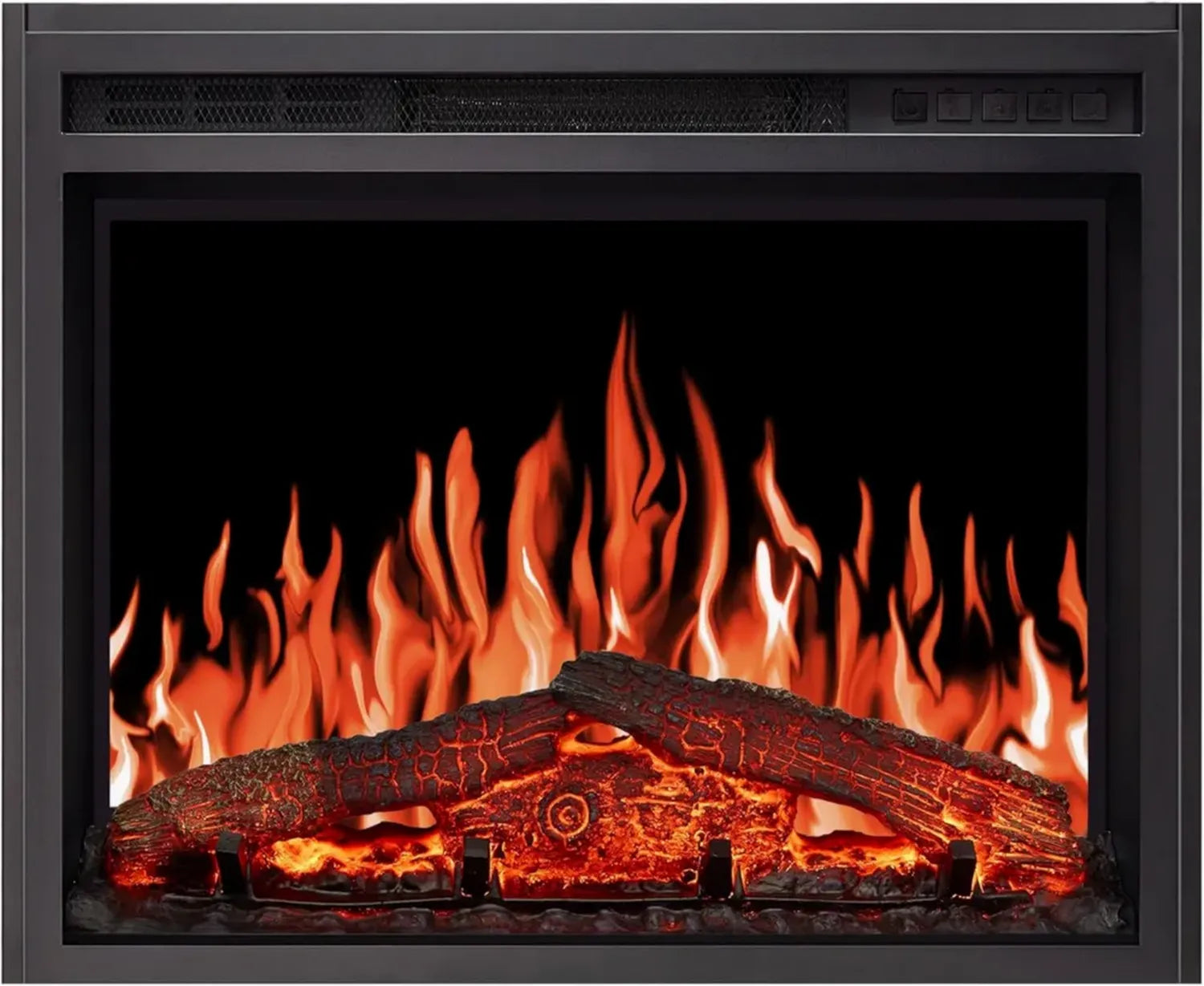 Elektrischer Kamin AF24 mit LED-Flammeneffekt, 1800W Heizleistung, Fernbedienung, Timer, Thermostat, Schwarz