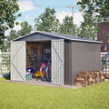 Metallgerätehaus mit Doppeltür, 300x252x191cm, Wasserdichter Gartenschuppen für Terrasse, Grau