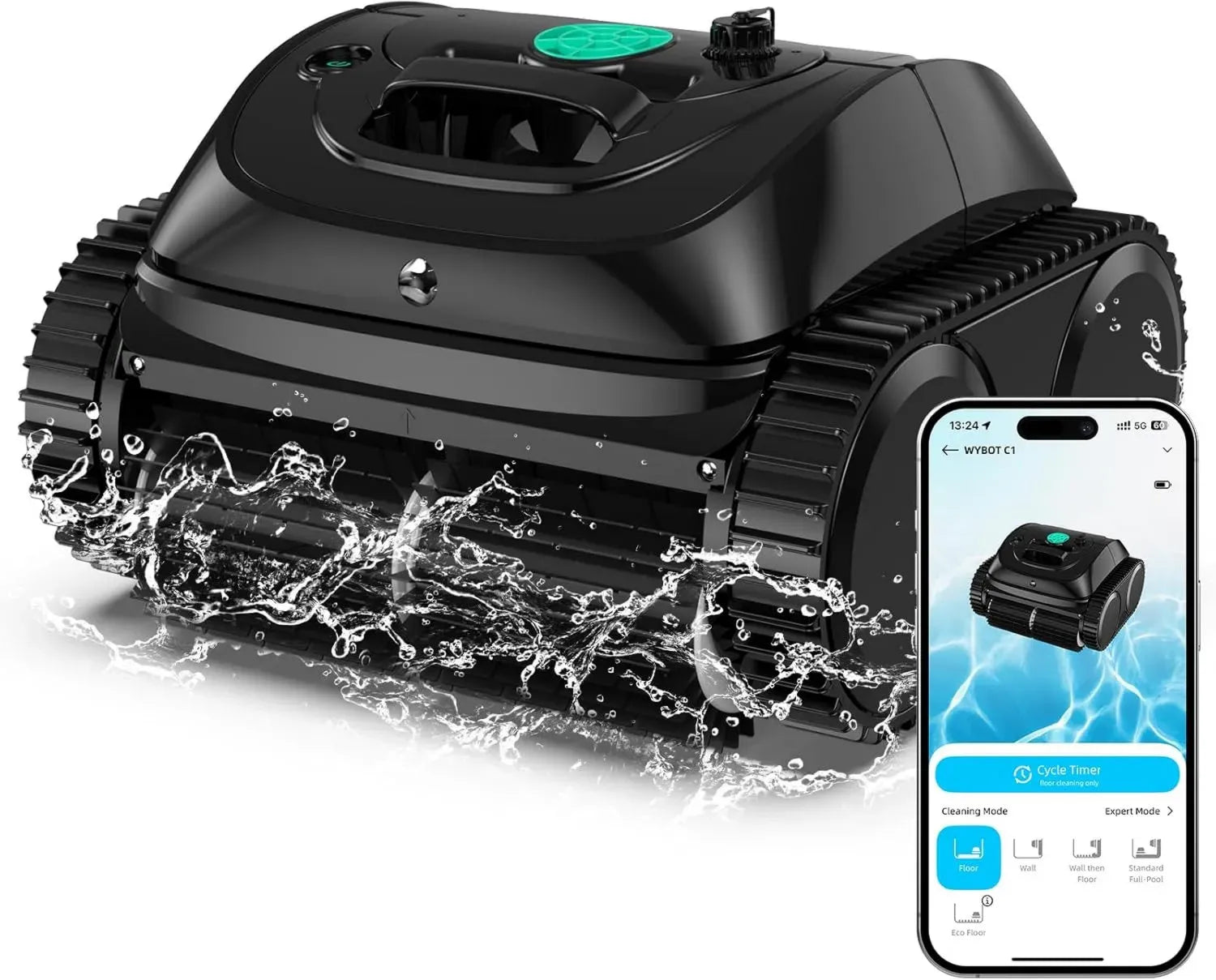 Intelligenter Poolroboter WYBOT C1 mit Akkubetrieb und Dreifachmotor, effiziente Reinigung von Boden, Wasserlinie und Wänden, Laufzeit bis zu 150 Minuten für Pools bis 150㎡
