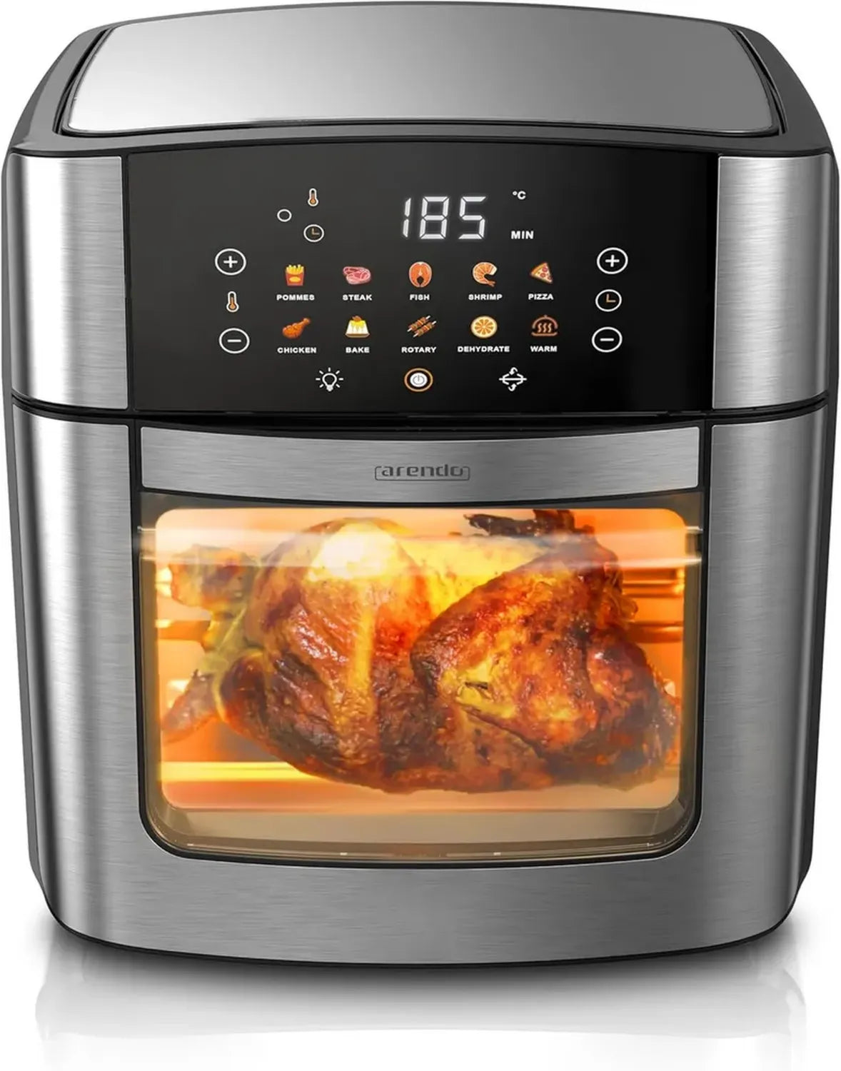 Arendo XXL Heißluftfritteuse 16L mit WLAN und App-Steuerung - Multifunktionaler Heißluftofen, Grill und Dörrautomat - Einfache Reinigung - Ölfreie Fritteuse für Pizza, Hähnchen und Pommes