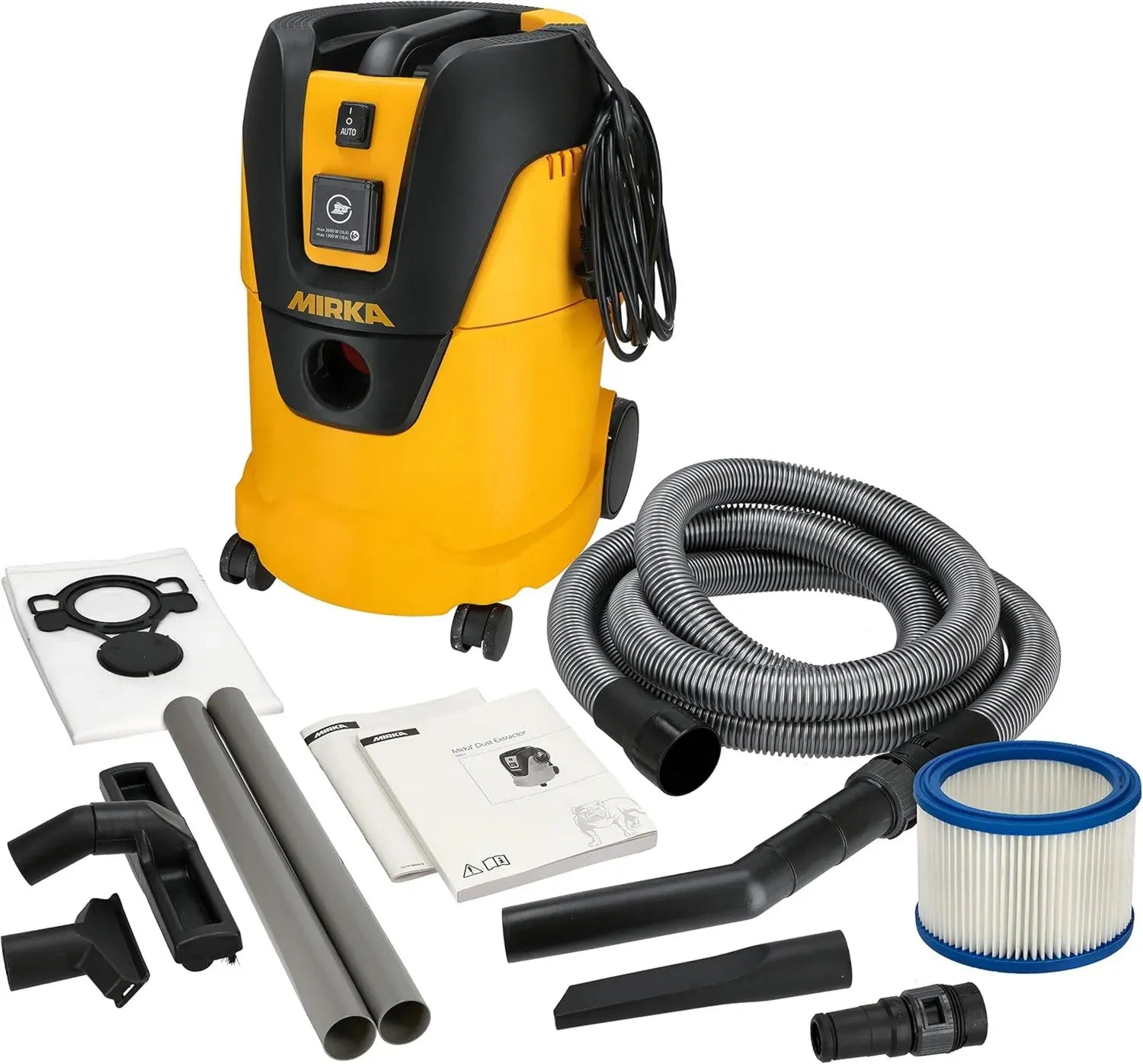 MIRKA Nass- und Trockensauger 25L mit Adapter und Düsen, 1000W, Schwarz/Gelb