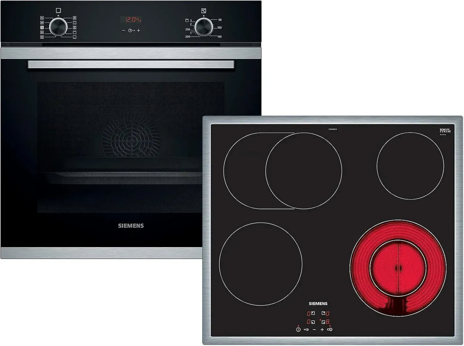 Siemens Einbau-Backofen Set HR214ABS0 mit Glaskeramikfeld ET645BNA1E
