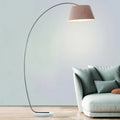 Moderne Bogenlampe mit Samtschirm, Taupe - Elegante Stehlampe für Wohn-, Schlaf- und Esszimmer - Passend für E27 LED