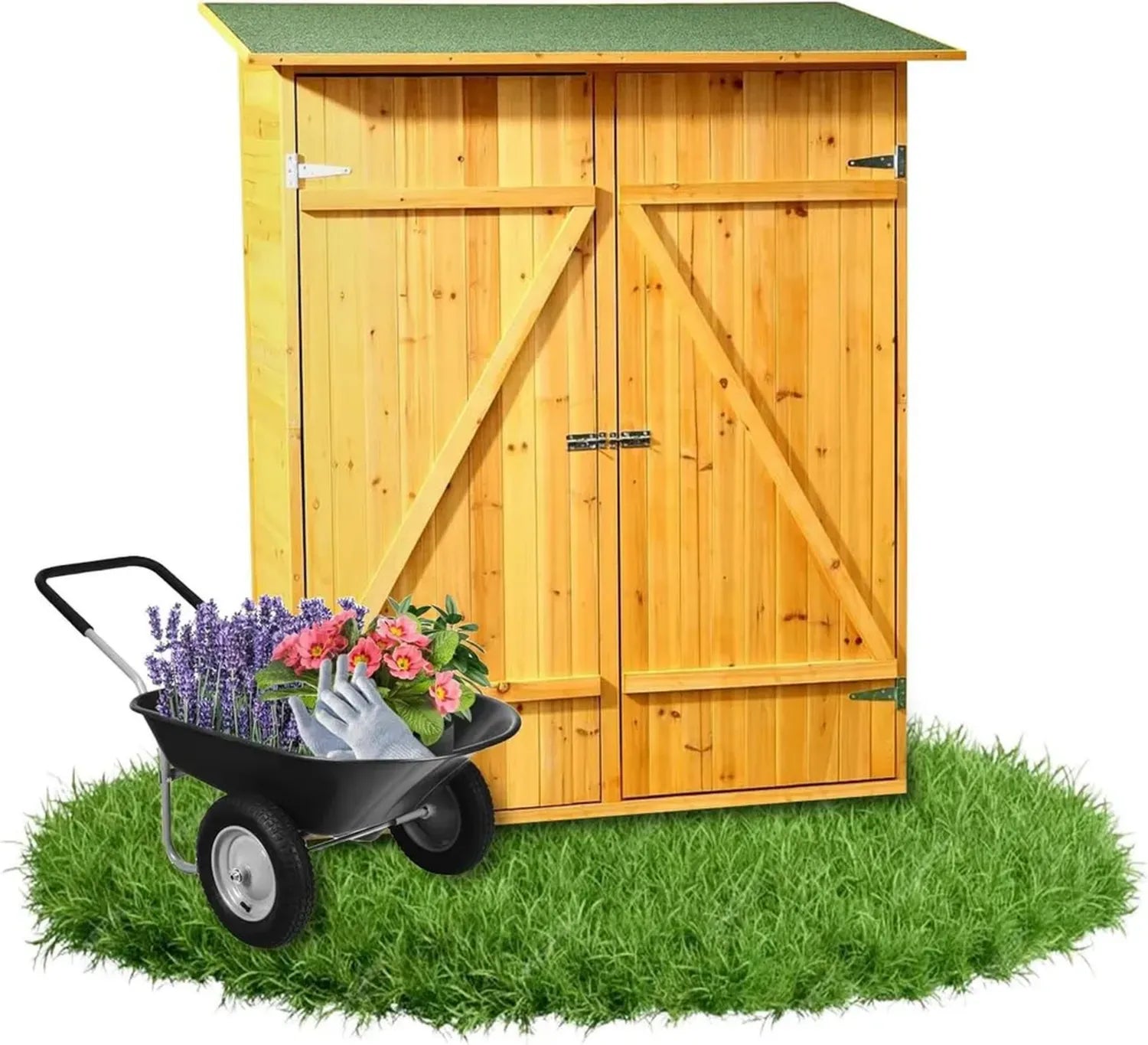 Fichtenholz Geräteschuppen mit Bitumendach 162x140x75cm für Garten & Balkon