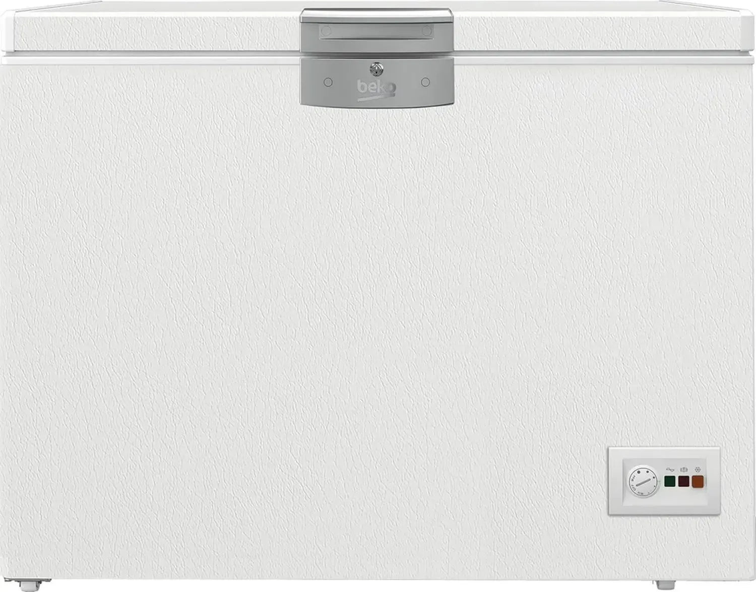 Beko HSM22340 Kühltruhe 230 l, 2 Körbe, Temperaturalarm, LED-Anzeige, abschließbar, leise 35 dB, Rollen, Weiß