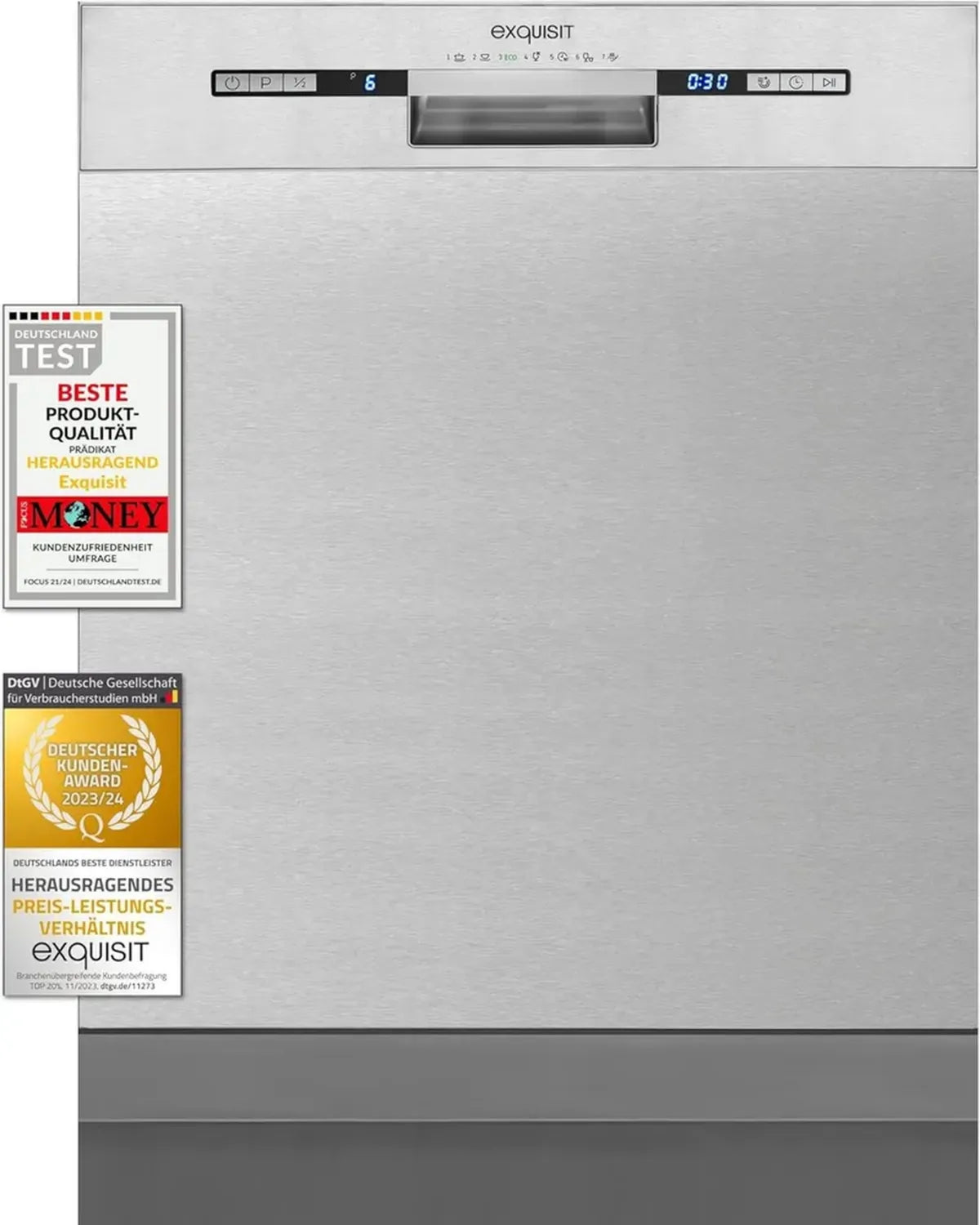 Exquisit Unterbau-Geschirrspüler 60 cm, Edelstahl, 13 Maßgedecke