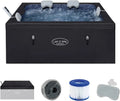 Bestway Lay-Z-SPA Stockholm AirJet Whirlpool für 6 Personen, App-Steuerung, 40°C Heizung, 140 Düsen, wintertauglich, schwarz