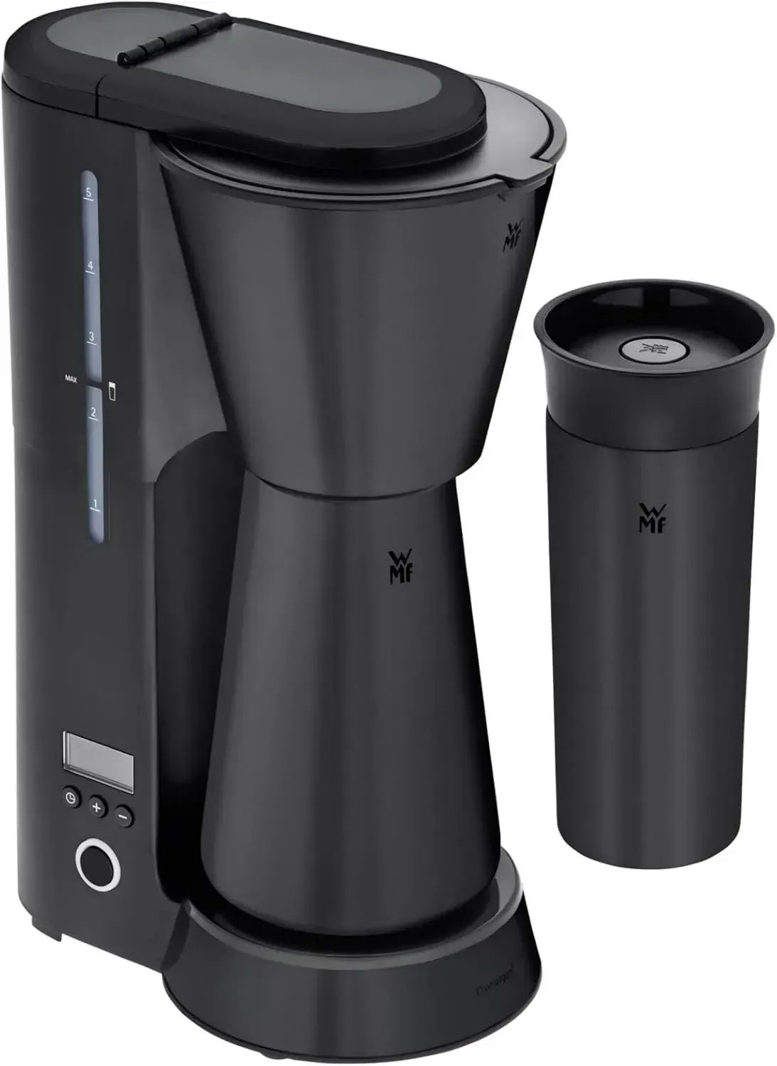WMF Aroma Filterkaffeemaschine mit Thermoskanne und Timer, Edelstahl Schwarz