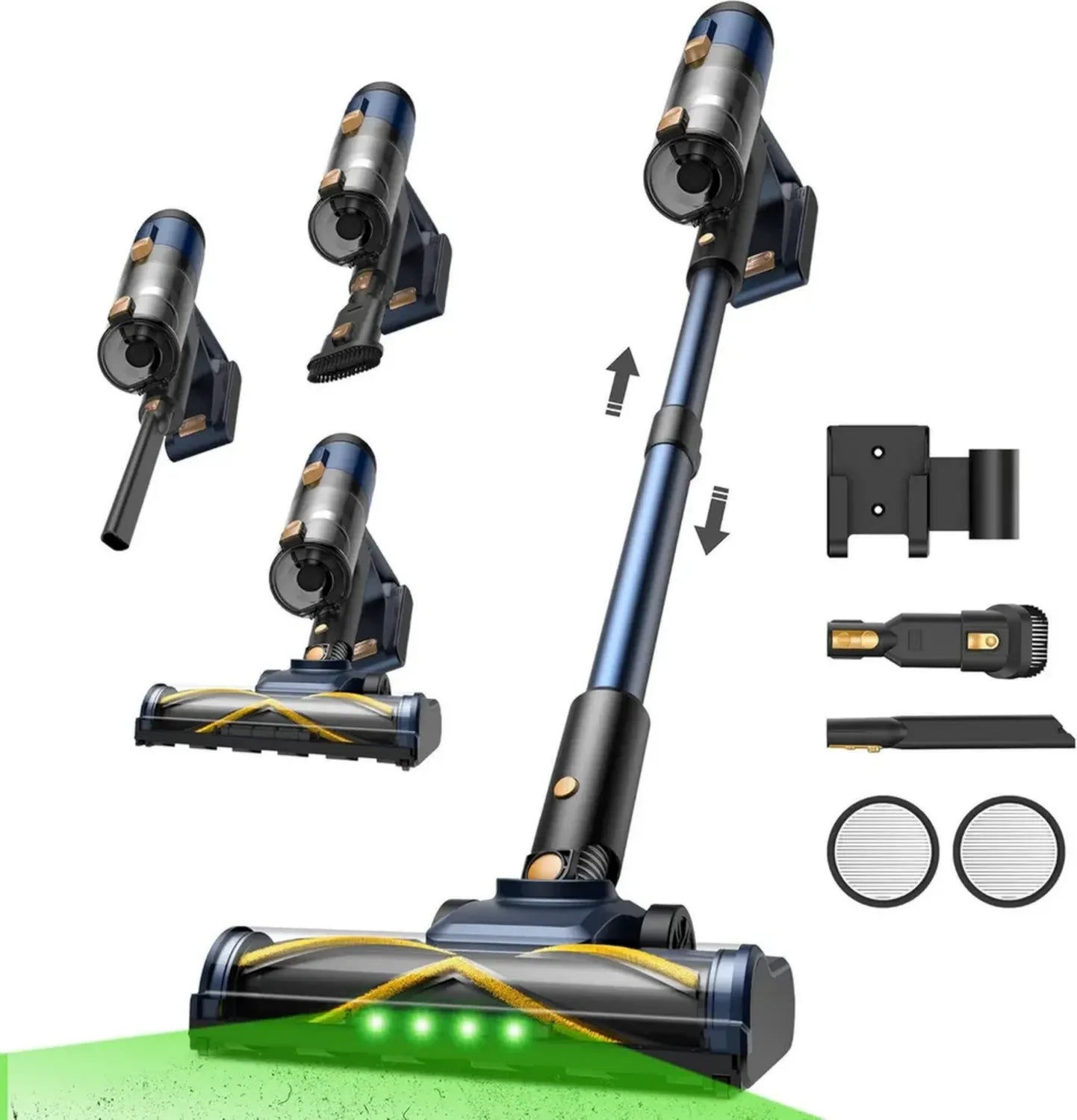 Vexilar V12 Kabelloser Staubsauger, 450W, 50Min Laufzeit, Anti-Verhedderungsbürste, GreenEye Technologie, LED-Display, ideal für Hartböden, Teppiche und Tierhaare