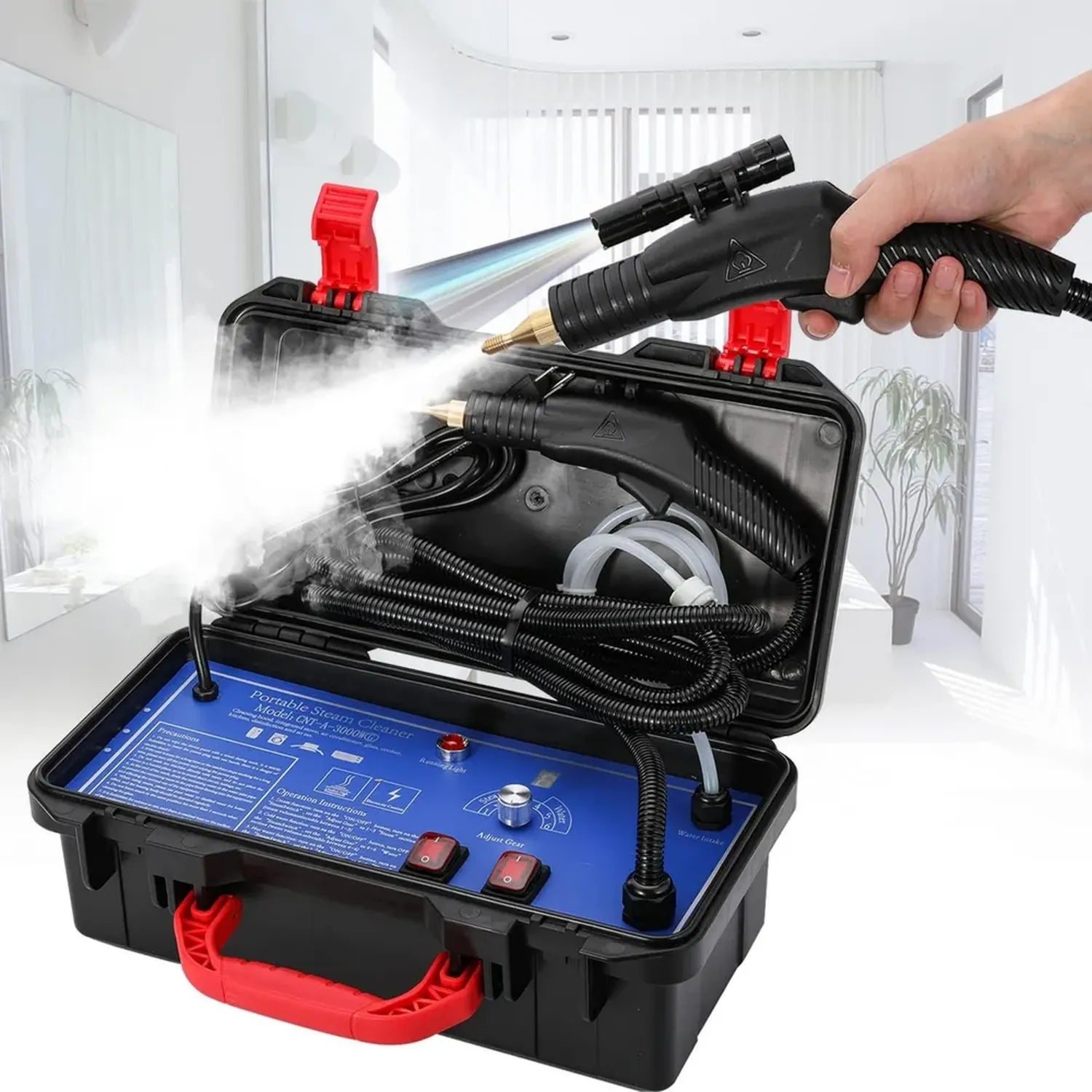 Leistungsstarker 1700W Handdampfreiniger für vielseitige Anwendungen - Mit 5 Bürsten für Küche, Fliesen, Böden, Bad und Auto, 220V