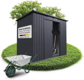 Metall Geräteschuppen M mit Fundament, abschließbarer Schiebetür, wetterfest, dunkelgrau – ideal für Gartenaufbewahrung