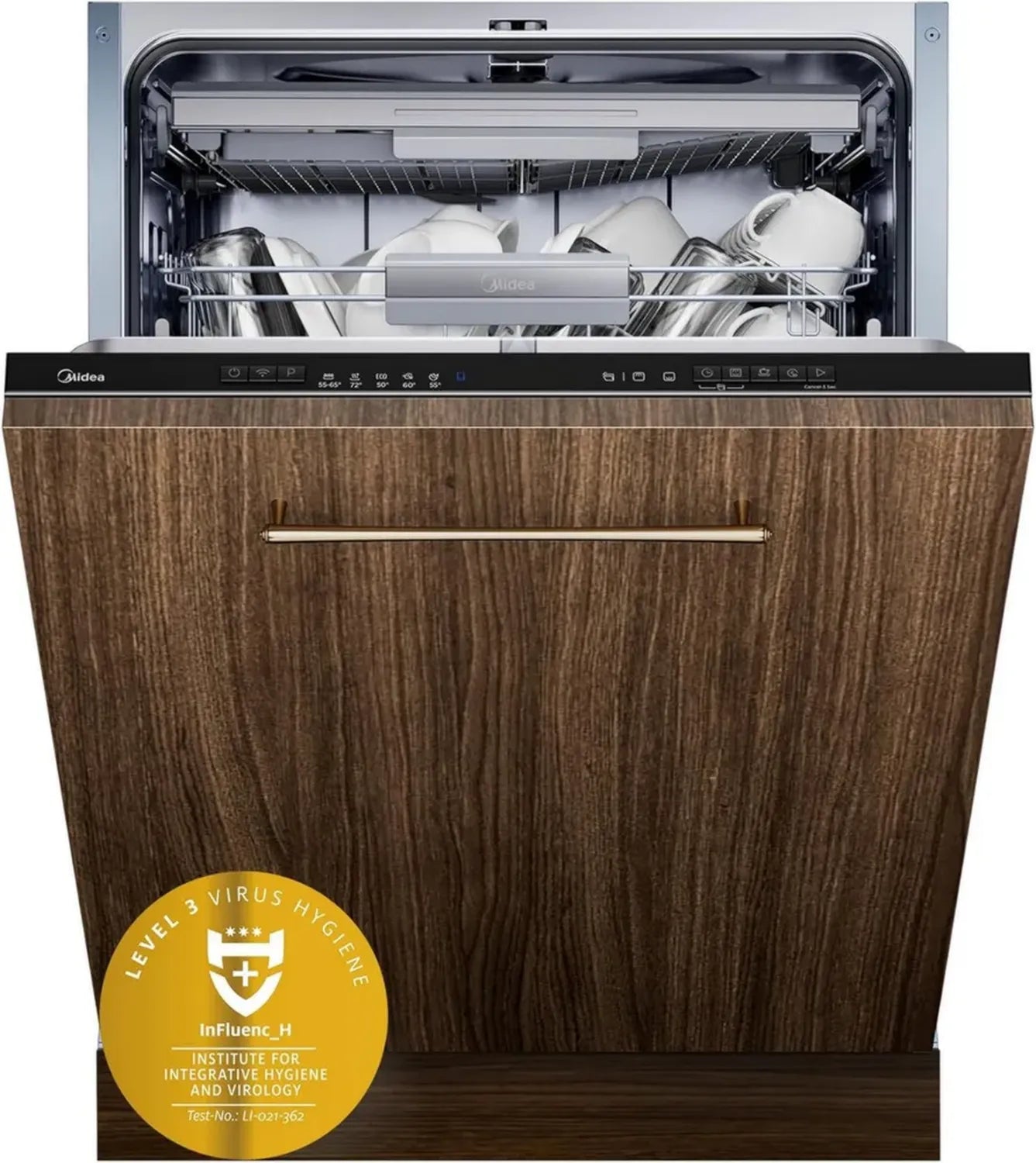 Midea Vollintegrierter Geschirrspüler 60 cm, 14 Gedecke, WIFI, Besteckschublade, Hygienepflege, 42 dB, 7 Programme