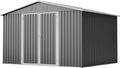 Metall Gerätehaus mit Klapptür - 300x252x191 cm, Satteldach, Stauraum, Grau