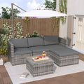 3-4 Personen Gartenlounge Set mit Ecksofa und Couchtisch, inklusive Kissen, grau