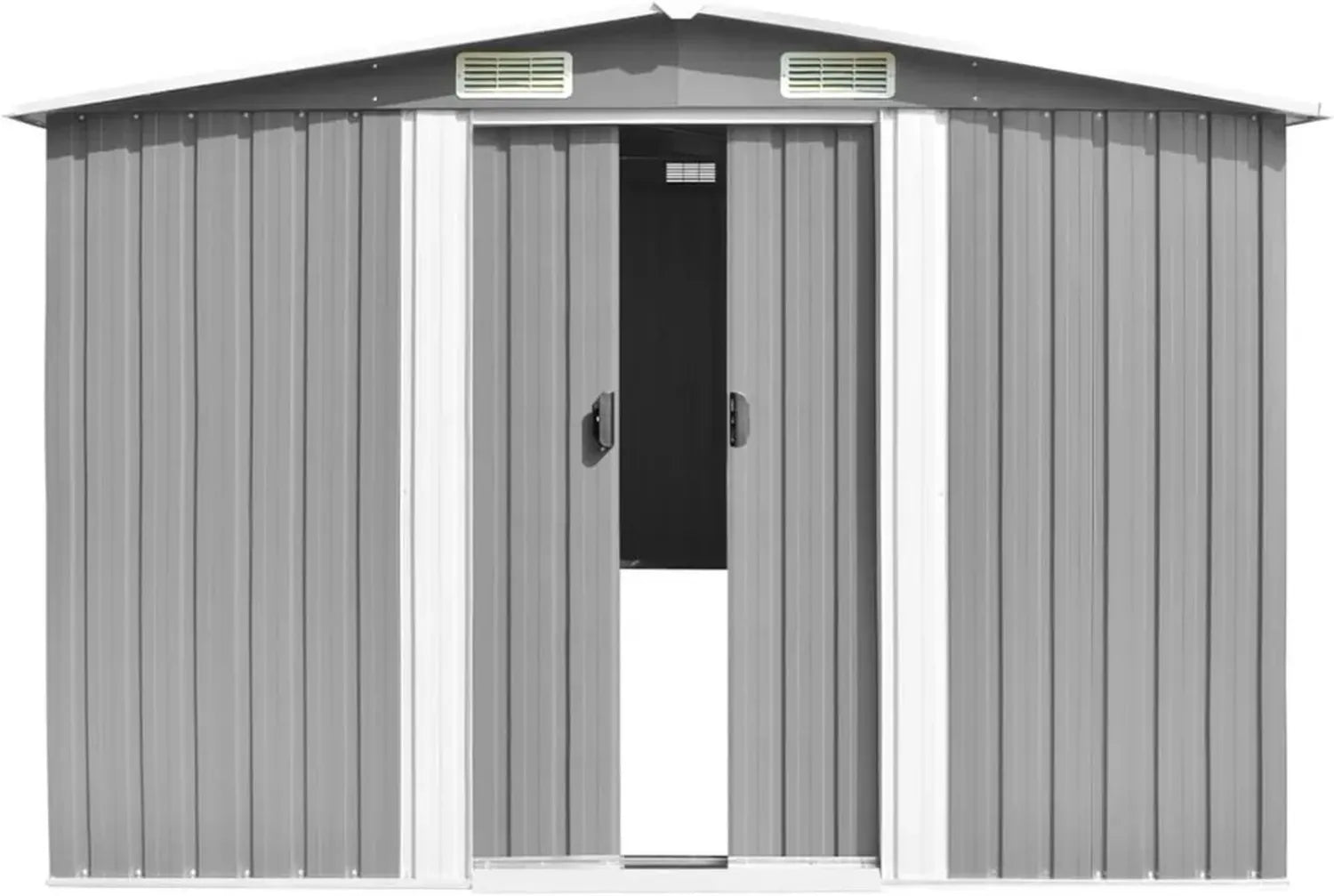 Metall Gartenhaus 257x489x181 cm in Grau - Modell 143349