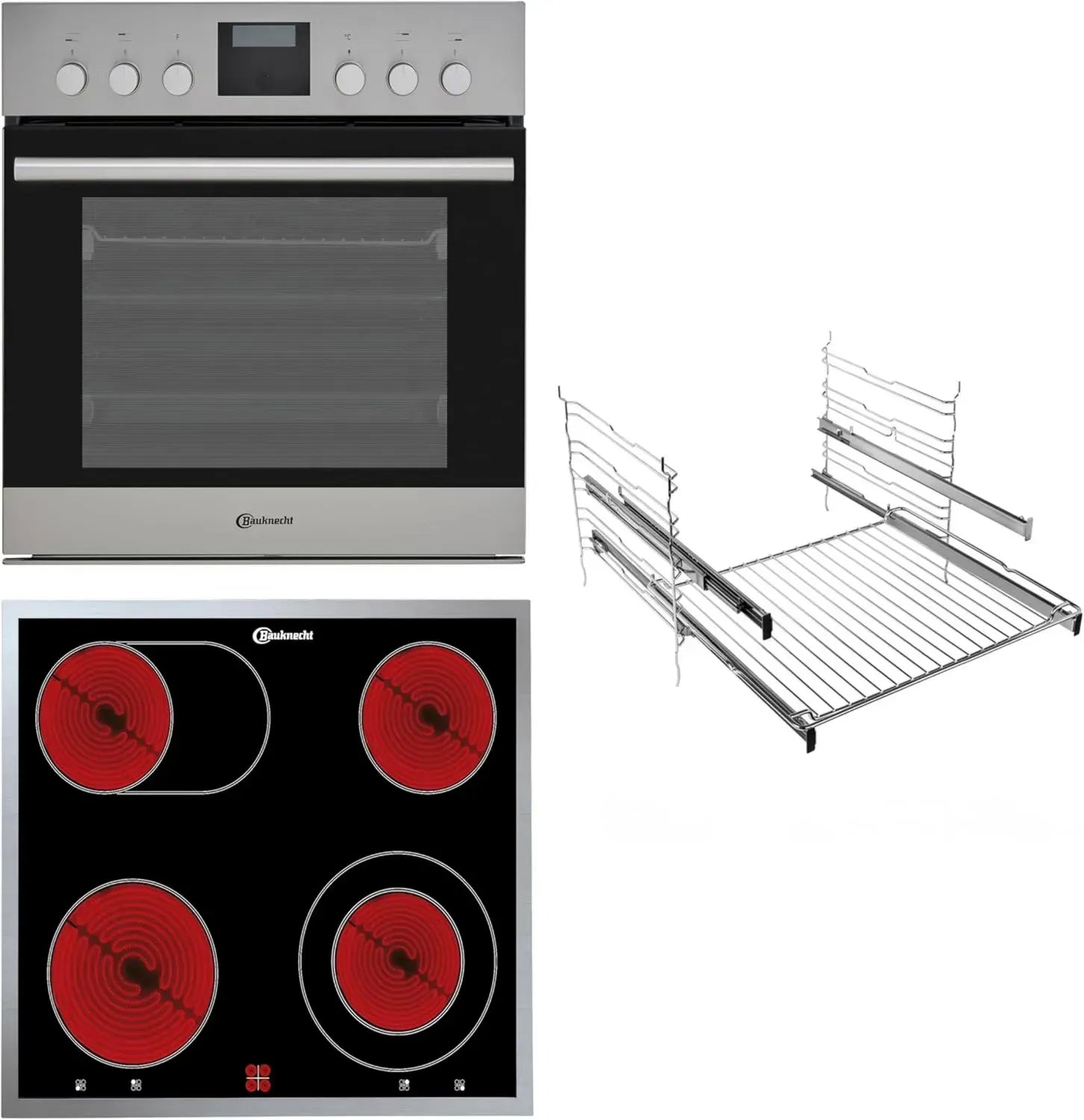 Bauknecht Einbau-Herdset mit Pyrolyse und Glaskeramik-Kochfeld, 65 l Volumen