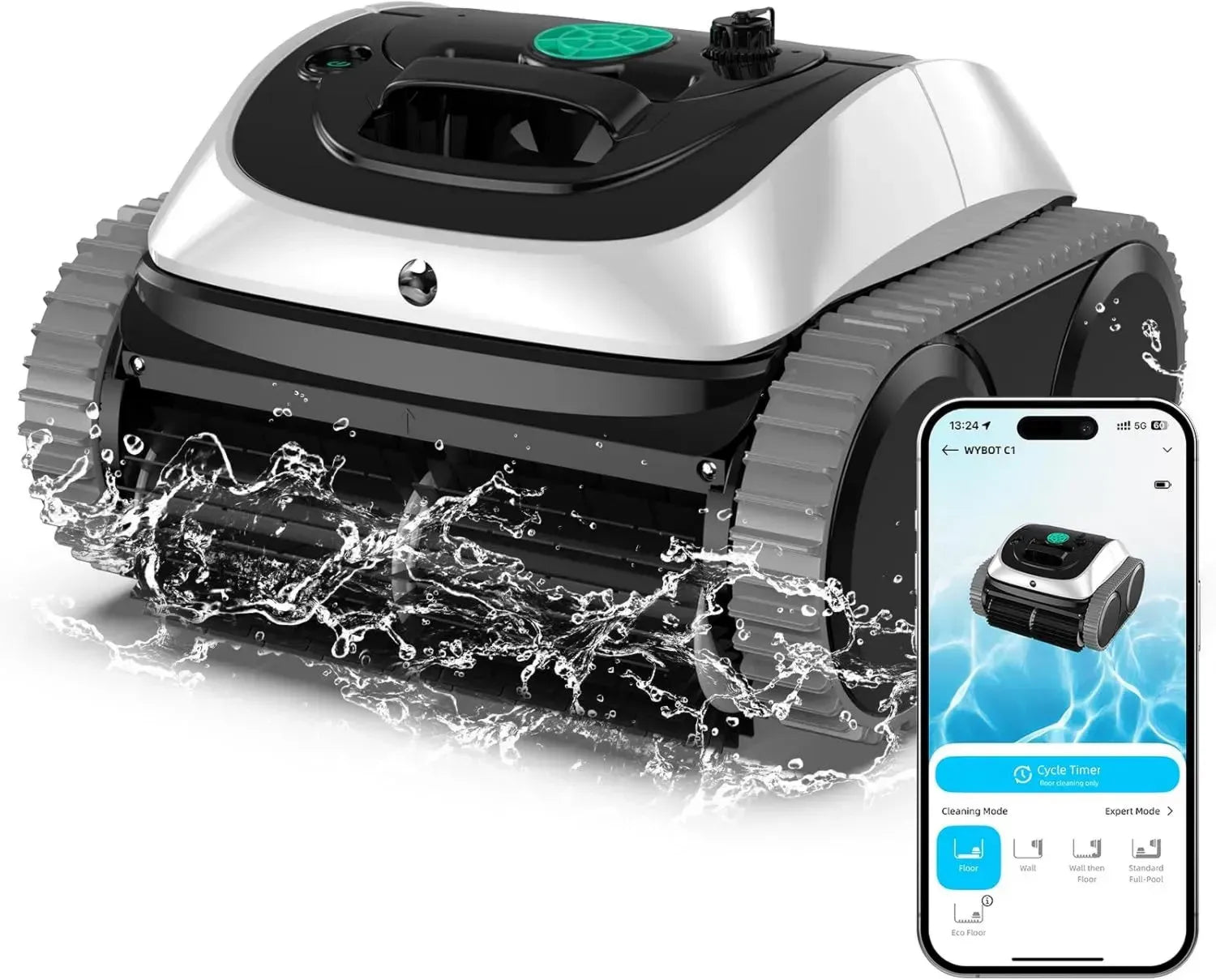 WYBOT C1 Akku-Poolroboter, kabelloser Sauger für Boden und Wände, 150 Min Laufzeit, intelligente Routenplanung, vollautomatische Reinigung bis 150㎡