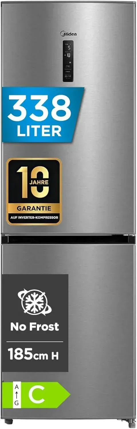 Midea Kühl-Gefrierkombination No Frost 185cm 216L/122L Twin Control Inox