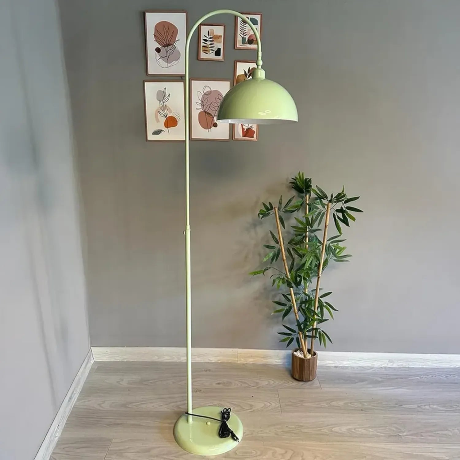Bamyum Moderne Stehlampe aus Metall mit verstellbarem Schirm, Dimmer und E27 Fassung, Minzgrün, 30 cm