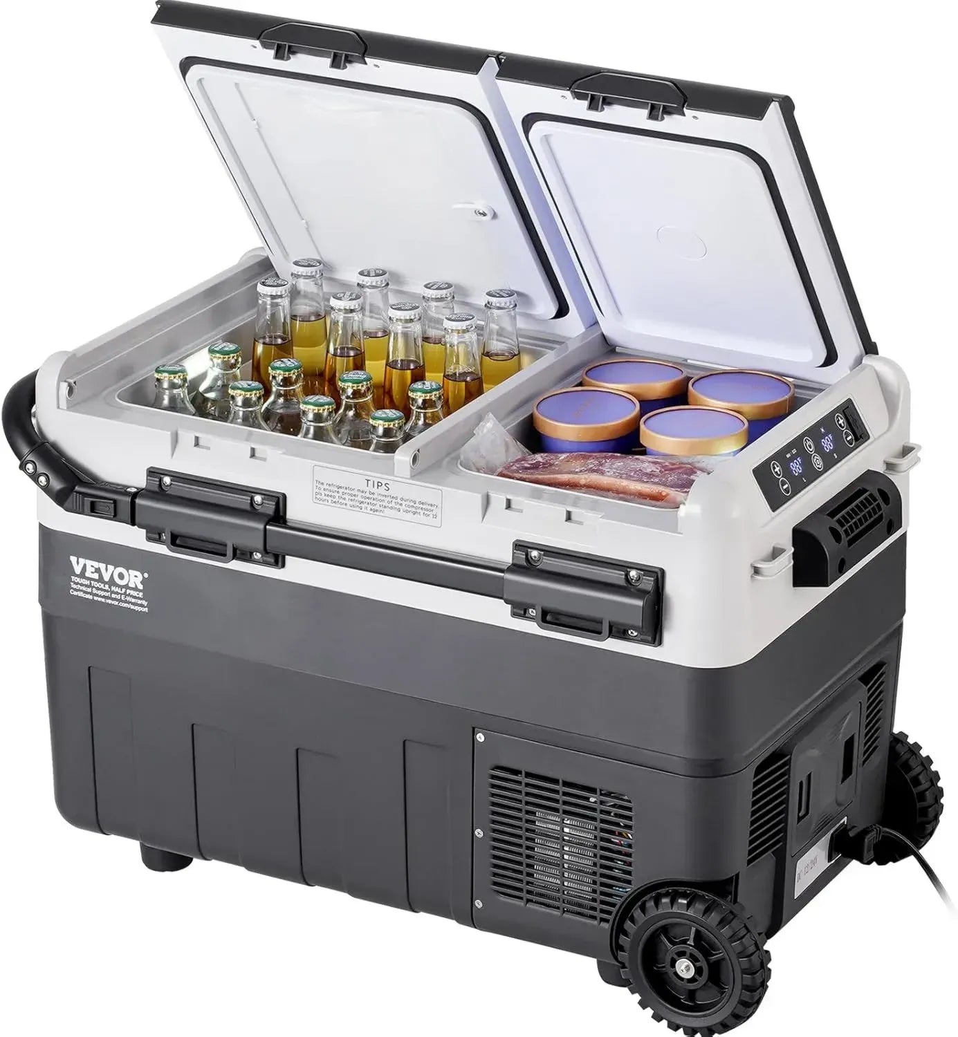 VEVOR 50L Dual-Zonen Auto- und Camping-Kühlschrank, -20 bis 20°C einstellbar, tragbarer 12V Kompressorkühler für Outdoor und Wohnmobil
