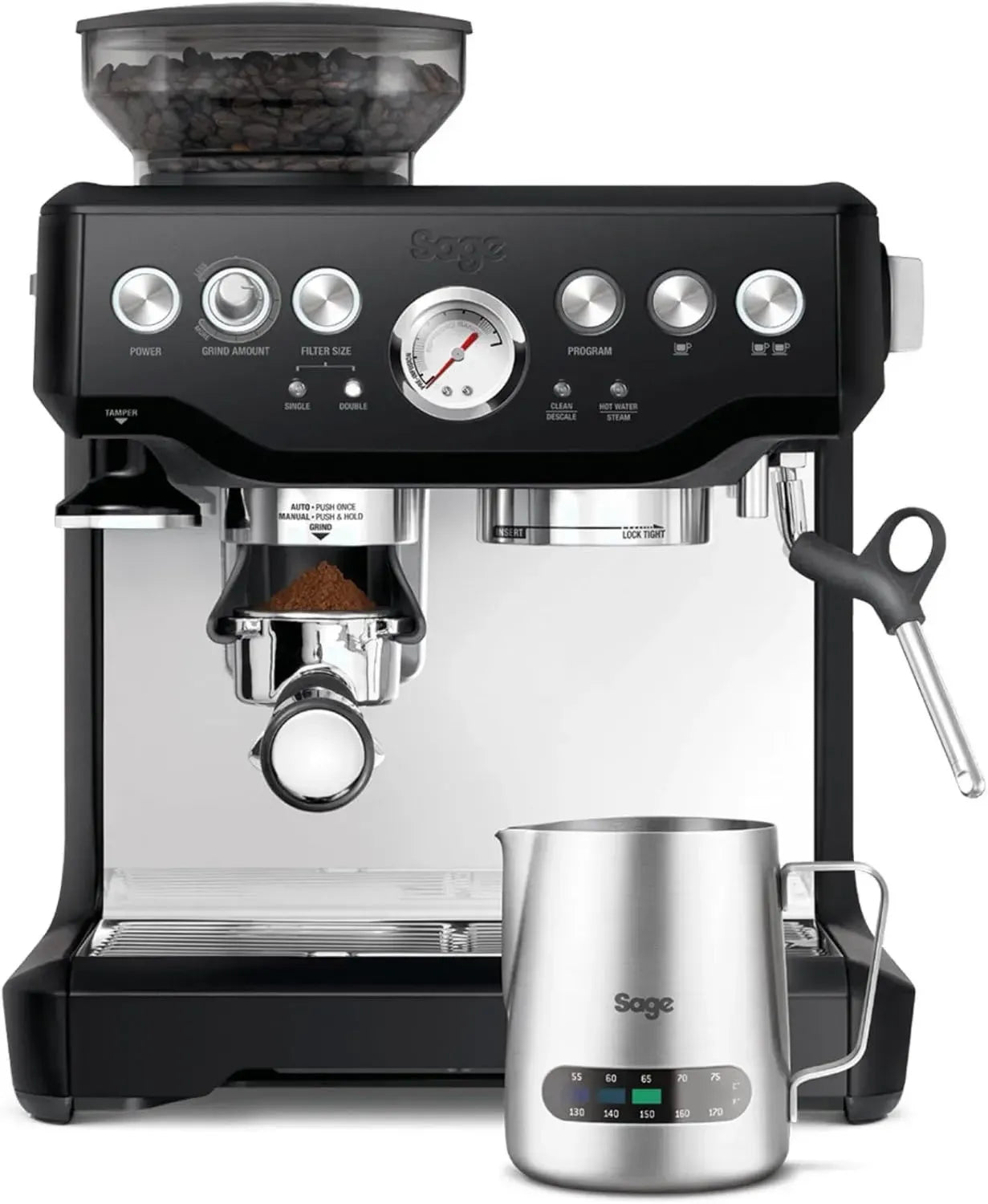 Sage Barista Express Espressomaschine mit eingebautem Mahlwerk und Dampfdüse - Schwarz