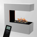 GLOW FIRE Optisches Kaminfeuer Wandgerät mit LED-Flammen und Fernbedienung, Weiß, 90x90x37 cm